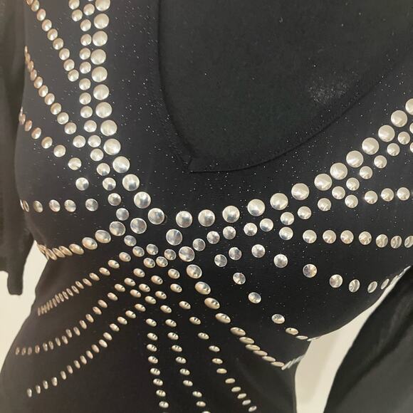 EXPRESS Chic Black Studded Top Sheer with glitter (S) Vintage - Picture 12 of 13